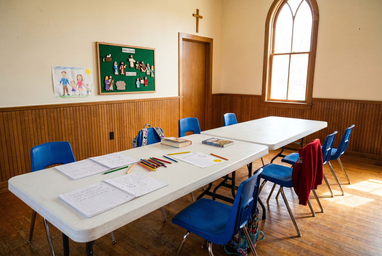 A classroom inside a church